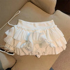 Sweet Puffy Cake Women Skirts Korean Fashion Ruched Ruffle Mini Skirt Campus Harajuku Casual Versatile Elastic Waist Solid Skirt - Matrix-studios.com