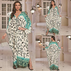 Kaftan Dresses for Women Wave Neck Swimsuit Cover Up Caftan Dress Plus Size Oversized Long Beach Dress - Matrix Studios