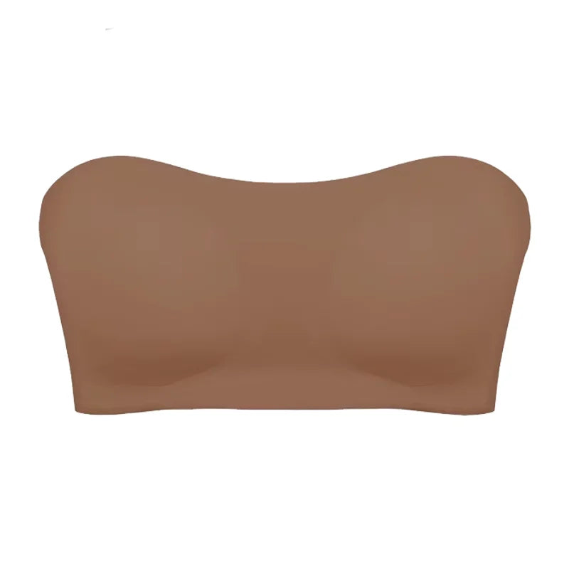 Women's Sexy Strapless Push Up Bra Removable Padded Seamless Ice Silk Top Women Invisible Beauty Back Anti-slip Off-shoulder Bra - Matrix Studios