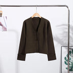 Knitted V-neck Single Breasted Cardigans Women's Slim Buttons Design Full Sleeve Sweater Coat 2025 Autumn New Female Chic Tops - Matrix Studios