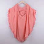 Fashion Knitted Sunflower Beach Cover Up Large Size Hollow Out Bathing Suit Fringe Tunic Beachwear Women - Matrix Studios