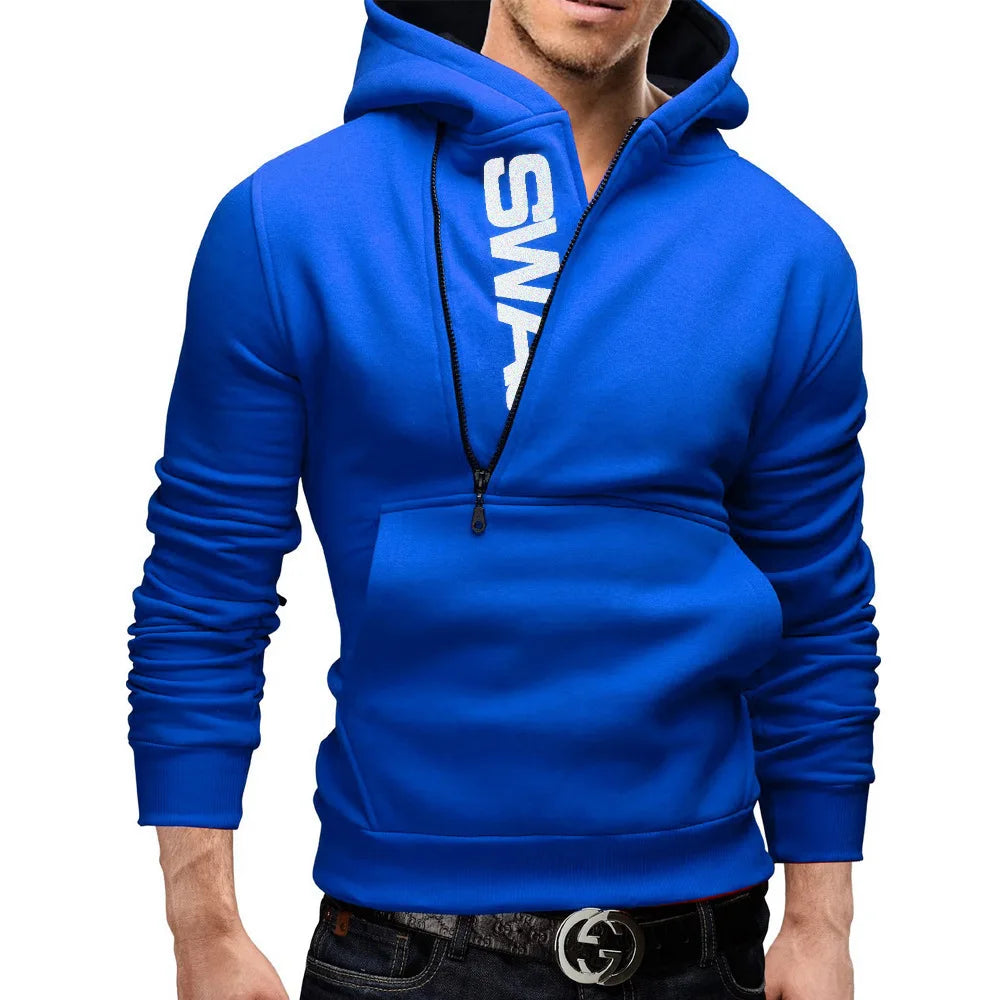 Men's Hoodies Long Sleeve Sweatshirts for Men Zipper Hooded Pullover High Neck Mens Sweatshirt Top Jacket Coat Black Sweater - Matrix Studios