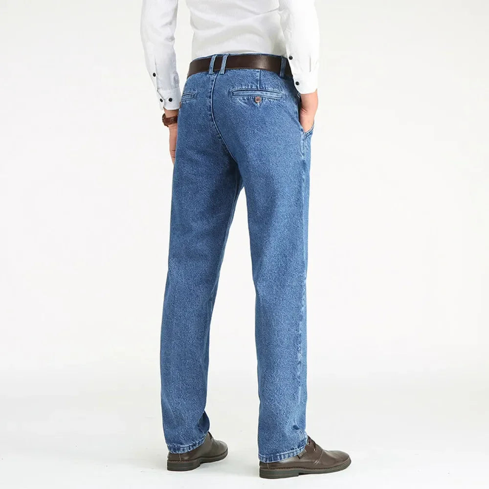 2021 Thick Cotton Fabric Relaxed Fit Brand Jeans Men Casual Classic Straight Loose Jeans Male Denim Pants Trousers Size 28-40 - Matrix Studios