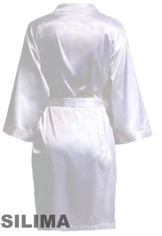 Wedding Party Team Bride Robe With Black Letters Kimono Satin Pajamas Bridesmaid Bathrobe SP2000 - Matrix-studios.com