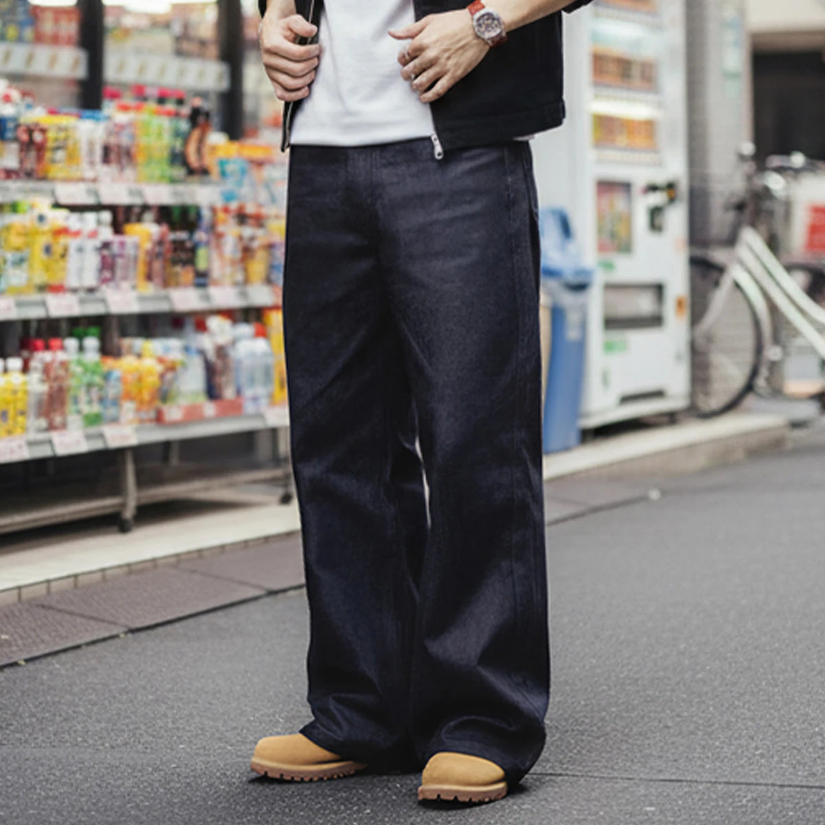 Maden Vintage 15.6oz Selvedge Raw Denim Jeans Heavyweight Blue Loose Fit Wide-Leg Jeans Zip Fly Cotton Trousers for Spring Fall - Matrix Studios