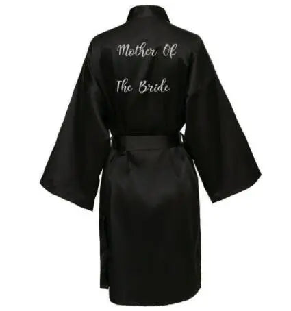 Satin Silk Robe Bride Robe Women Wedding Robe Bridesmaid Robes Dressing Bridal Robes Black - Matrix-studios.com