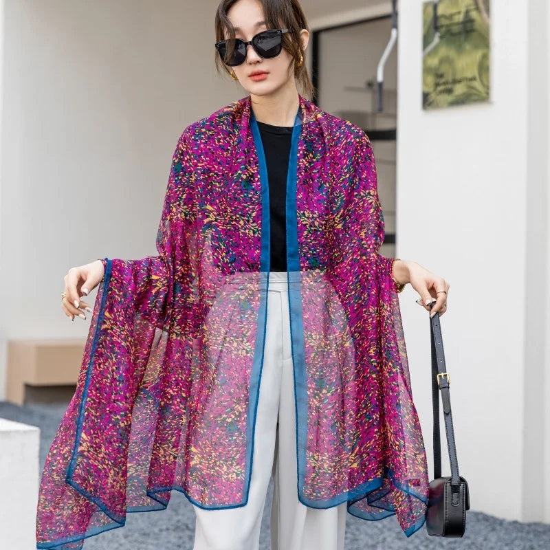 Thin Transparent Travel Beach Sunscreen Scarf for Women Bikini Large Shawl Sarong Wrap Brazilian Swimsuit Cover-ups 125x180cm - Matrix Studios