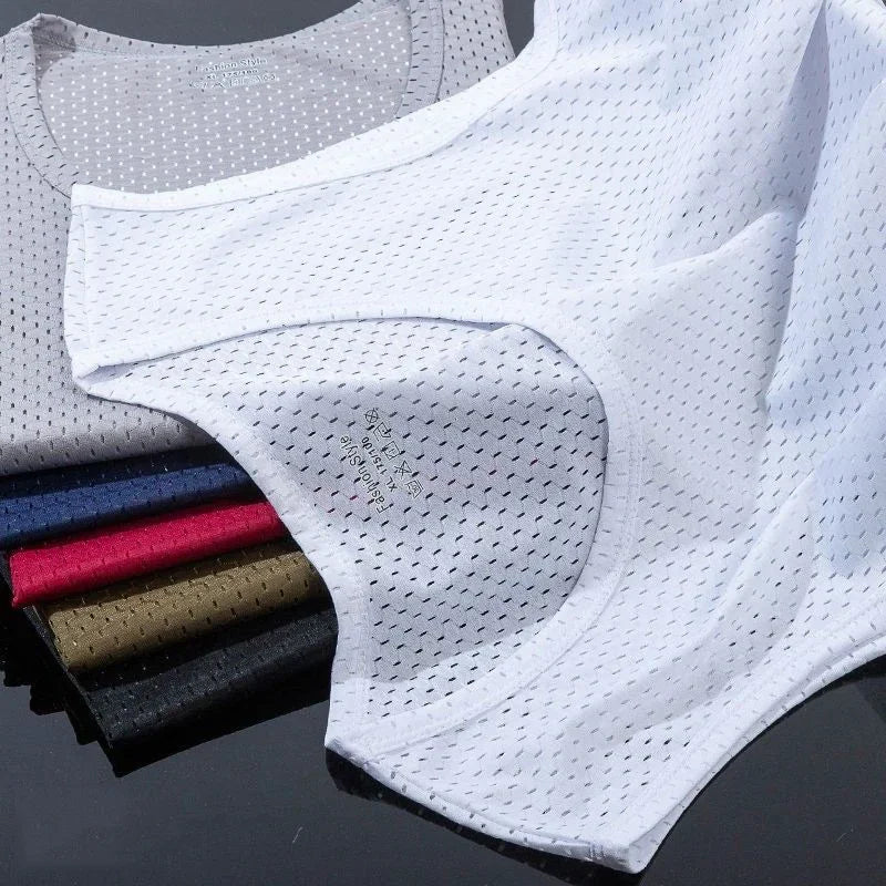 Men's Ice Silk Mesh Tank Tops Gym Stringer Transparent Bodybuilding Sleeveless Shirt Fitness Vest Male mesh Muscle Singlets Tops - Matrix Studios
