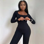Dulzura Women 2024 Autumn Winter Long Sleeve Bodycon Streetwear Jumpsuit Overall One Piece Outfit Wholesale Items for Business - Matrix Studios
