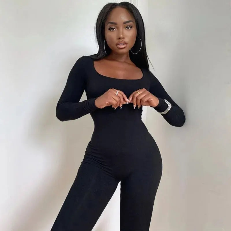Dulzura Women 2024 Autumn Winter Long Sleeve Bodycon Streetwear Jumpsuit Overall One Piece Outfit Wholesale Items for Business - Matrix Studios