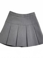 ZOKI Vintage Gray Pleated Skirt Women Kawaii High Waist Mini Skirts Korean Fashion School Uniform Harajuku Streetwear Spring - Matrix-studios.com