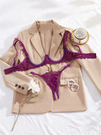 Women's Lingerie Ultra Sexy Open Bra Thong Sets Romantic Lace Underwear Hollow Ultra Thin Lingerie Set Intimate Erotic Lingerie - Matrix-studios.com