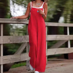 Oversized S-5XL Women Loose Overalls Summer Fashion Female Sleeveless Wide Leg Pant Suits JYFS-8130 - Matrix Studios