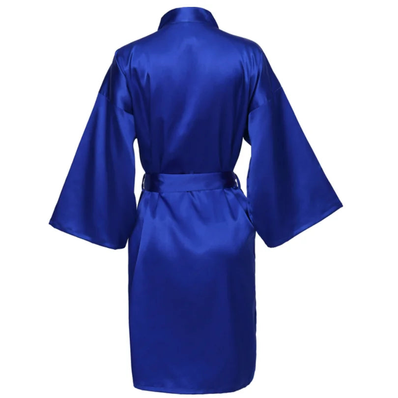 Wedding Party Team Bride Robe With Black Letters Kimono Satin Pajamas Bridesmaid Bathrobe SP2000 - Matrix-studios.com