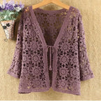 Hollow Out Shawl Knitting Cardigan Women's Sun Protection Clothing Coat 2025 New Summer Loose Casual All-match Ladies Jackets - Matrix Studios