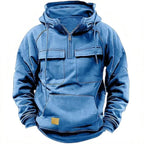 New Autumn-Winter Men's Hooded Solid-Color Casual Hoodie - Fashionable Young Man's Multi-Pocket Patch Hoodie Pullover Shirt - Matrix Studios