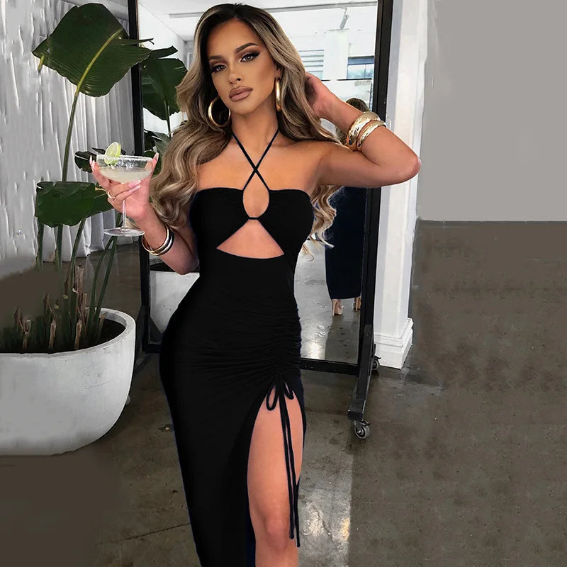 Sleeveless Sexy Female Midi Backless Dresses Slim Night Club Party Women's Dress Bodycon Vestidos Elegantes Para Mujer - Matrix-studios.com