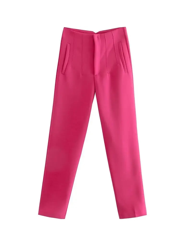 Koekop Office outfits Pencil Trousers Black Pink White Ladies Pants Fashion Office Wear High waist Pants for Women Formal Pants - Matrix-studios.com
