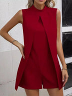Summer Jumpsuit Women Fashion Solid O Neck Sleeveless Chic Playsuit Elegant Clothes Female Casual Jumpsuits - Matrix Studios