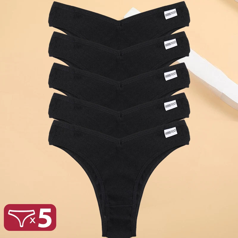 5PCS/Set Cotton Lingerie Panties Sexy Underwear Women Briefs Tangas Female Underpants Pantys Thong Panties Bikini Solid 13 Color - Matrix Studios