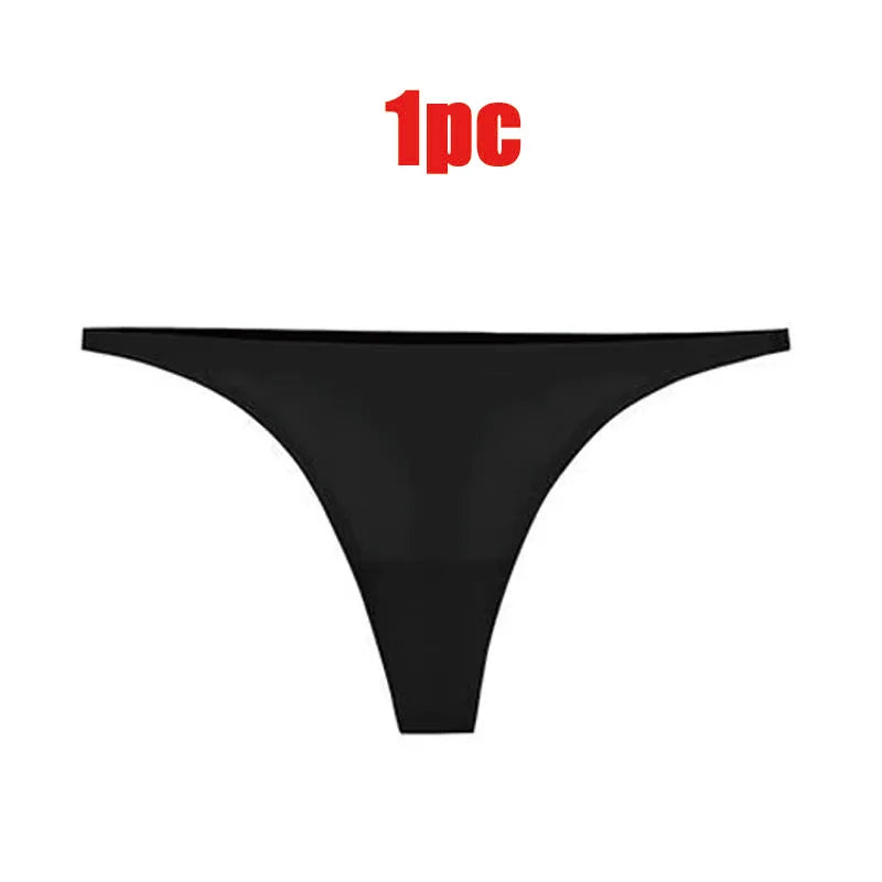1-6pcs Seamless Panties Ice Silk Seamless Panties For Women Soft Thin Thongs Woman Satin Underwear Female Bikini String Panties - Matrix Studios