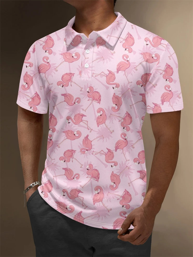 2025 New 3d Print Flamingo Graphic Polo Shirts For Men Women Short Sleeve Golf Shirts Fashion Street Polo Shirt Hawaiian Tops - Matrix-studios.com