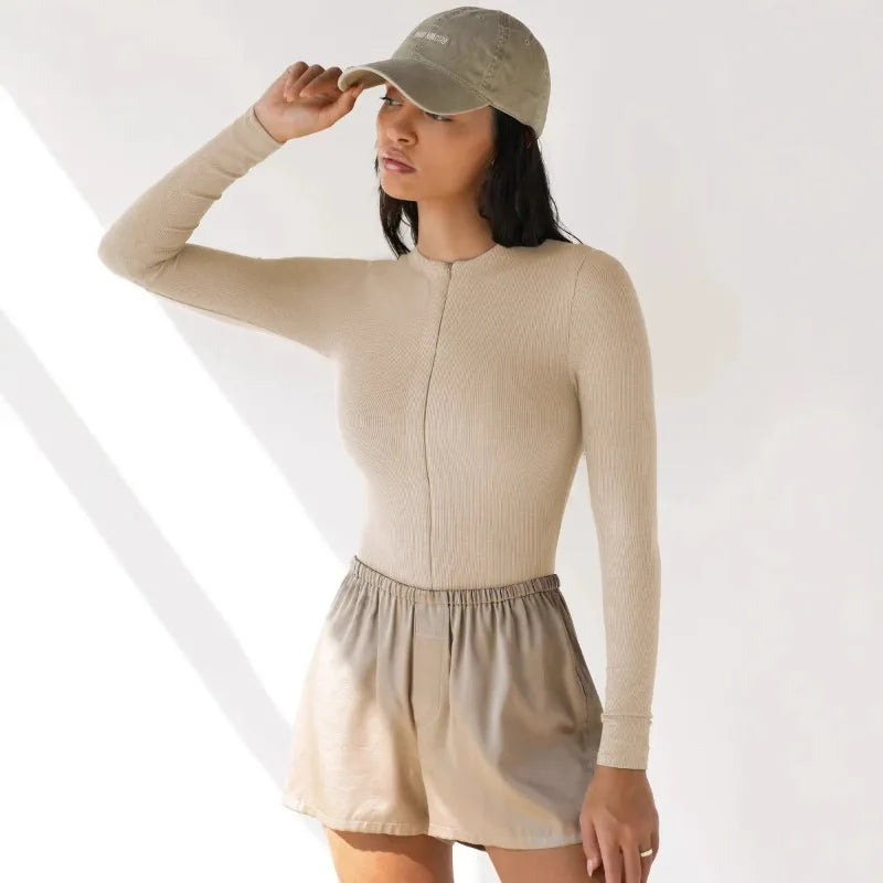 2025 Fall Winter New Women's Jumpsuits Tight-Fitting Knit Jumpsuit with Zipper Top Y2k Woman Clothing - Matrix Studios