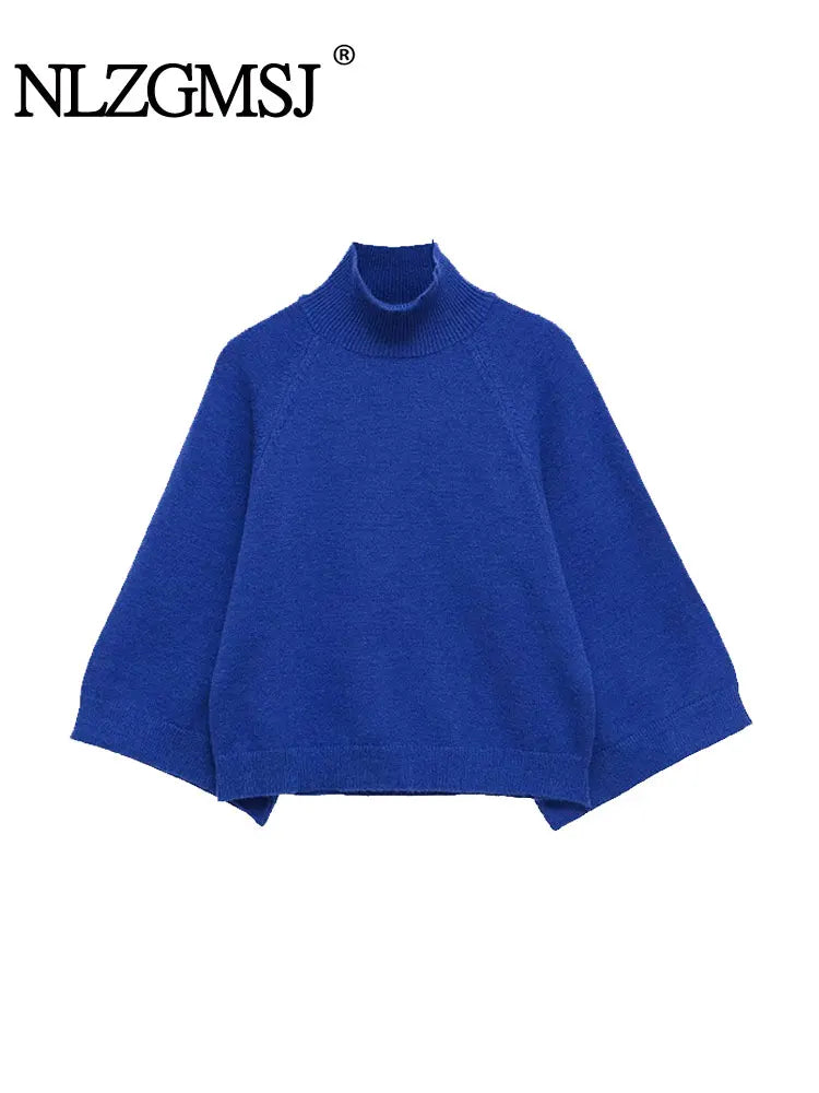 NLZGMSJ Casual Knitted Women Loose Sweater Autumn Long Sleeve Half High Collar Oversize Pullovers Female Warm Sweater Y2K - Matrix Studios