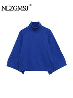 NLZGMSJ Casual Knitted Women Loose Sweater Autumn Long Sleeve Half High Collar Oversize Pullovers Female Warm Sweater Y2K - Matrix Studios