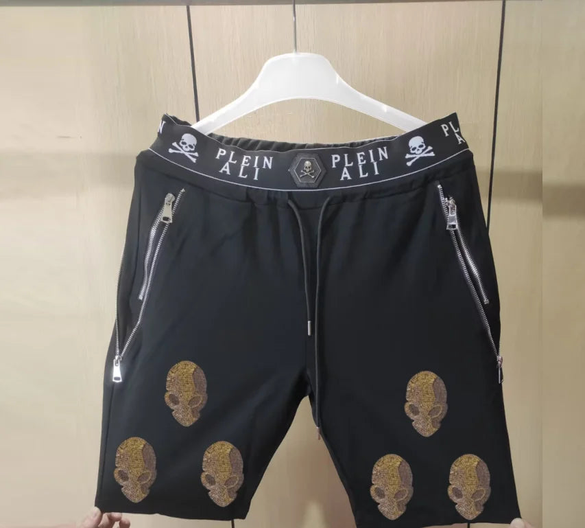 2025 Designer  Rhinestone  short Summer Luxurious Plein ali Hip Hop Male Brand Casual short pant