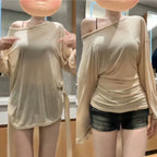 Sexy Thin See Through Long sleeve Oversize T shirt Women Bandage Off shoulder Top Female Basic Long Tees Korean Chic Lady New - Matrix-studios.com