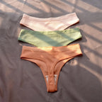 3 Pcs Seamless Ladies Ribbed Cotton Thong Simple Women's Low Waist Bikini Briefs Sports Girls Underwear Plus Size - Matrix Studios