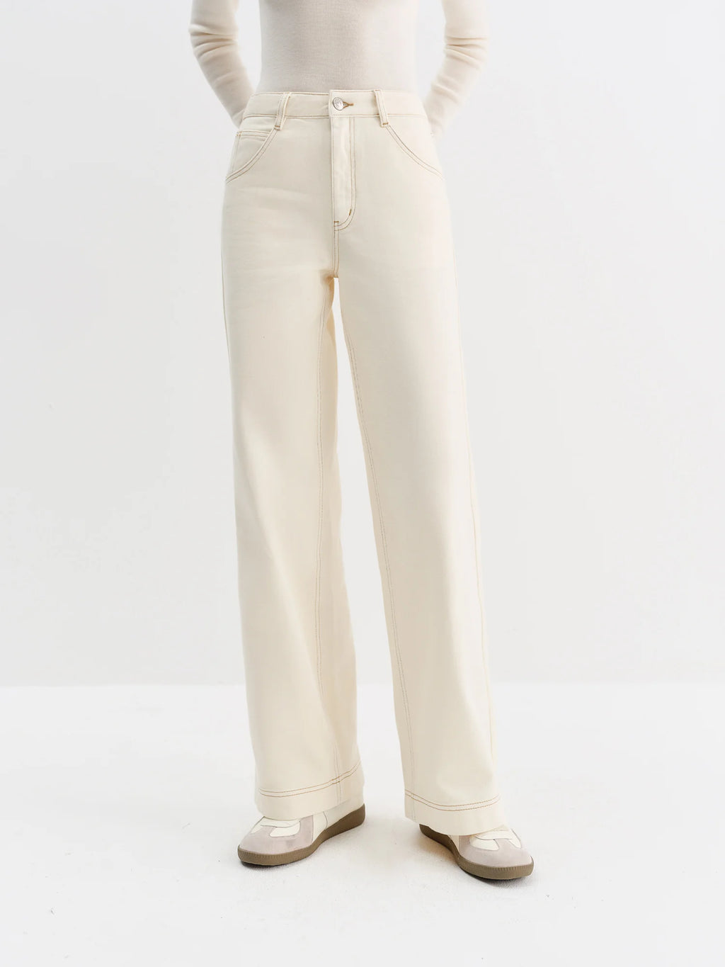 FSLE Straight High Waist Jeans for Women Winter Solid Simple All-match 2025 New Long and Short Versatile Pants Korean Style - Matrix-studios.com