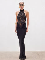 Lace Patchwork Dresses For Women Fashion Sexy Streetwear Solid Sleeveless Tank Sheath Hip Wrap Long Vestidos Robe Female Elegant - Matrix-studios.com