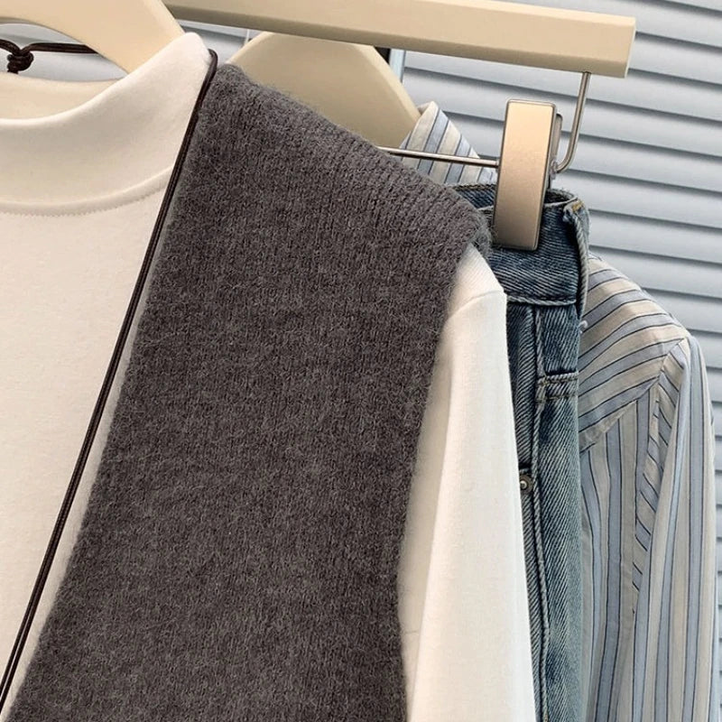 Women's Soft Knitted Vest Women Casual Button deep V-Neck Sleeveless Fall Cardigan stylish Simple Tank Tops Loose Knitwear Coats - Matrix Studios