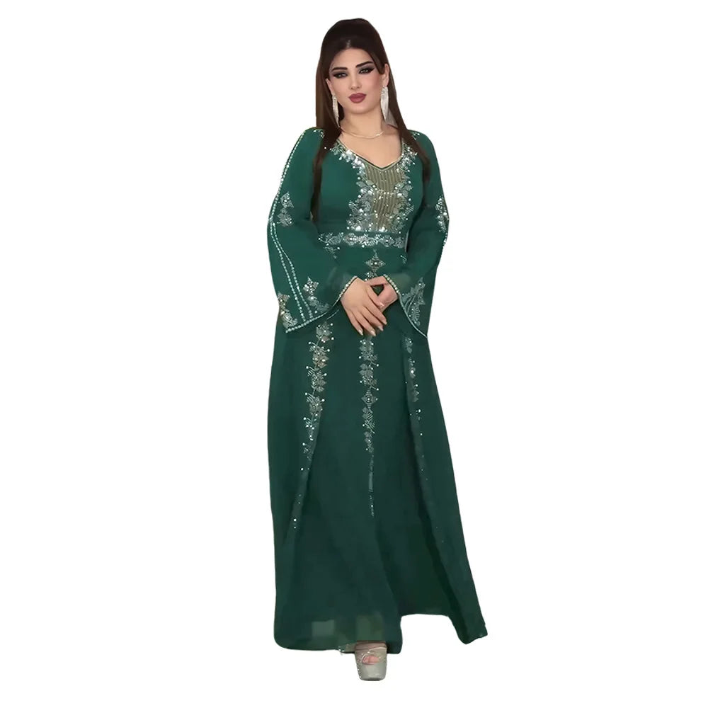 2025 Abayas For Women Dubai Luxury African Muslim Fashion Dress Caftan Marocain Evening Party Dresses Boubou Robe Djellaba Femme - Matrix-studios.com