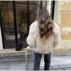 Solid Fluffy Woolen Faux Fur Jacket Women Fashion Turn Down Collar Long Sleeve Loose Coats Lady Winter Daily Street Outwears - Matrix Studios
