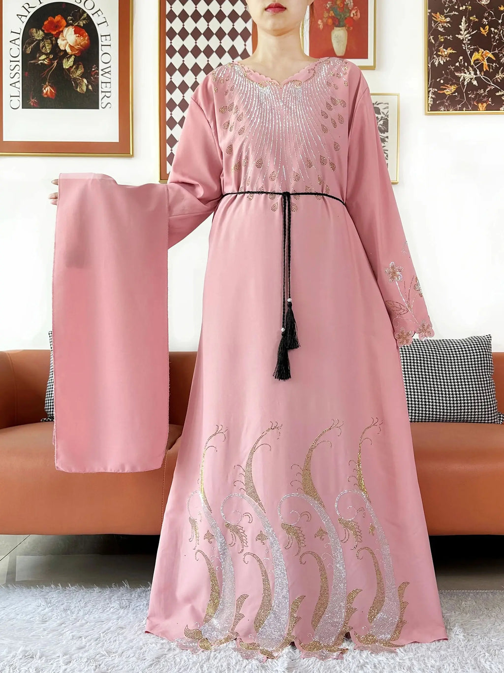 2025Fashion Dubai Diamond Muslim Women Modest Dress Elegant Arabic Femme Hijab Long Sleeve Chiffon Abaya Islamic Turkey Clothing - Matrix-studios.com
