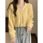 Women sweater cardigans V-neck button up casual knit sweet cardigan coat for woman 2024 Autumn Winter - Matrix Studios