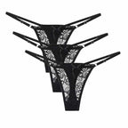 1/3pcs Sexy Lace Adjustable Thongs for Women Low Rise Hollow Out Briefs Summer Breathable Panties Perspective Lingerie - Matrix Studios