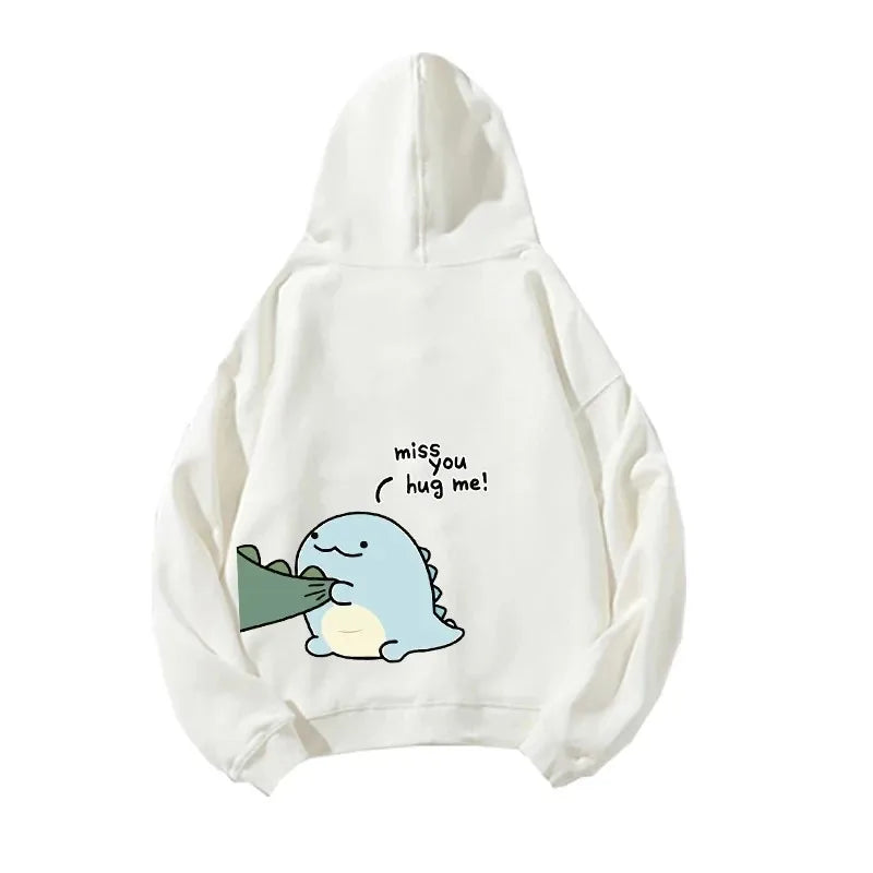Autumn And Winter Cute Rock Dinosaur Fashion Print Men's Casual Harajuku Y2k Cartoon Couple Hoodie As a Gift for Couples - Matrix Studios