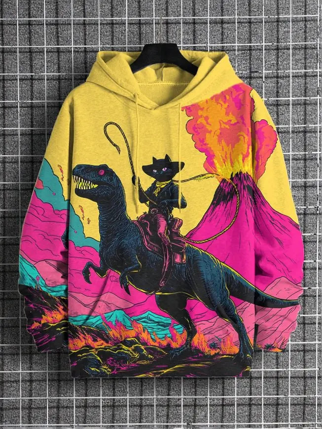 2026 Men's Hoodies Funny Cat Dinosaur UFO Art 3D Printed Cartoon Sweatshirt Men Women Tracksuit Oversized Casual Street Y2k Coat - Matrix Studios