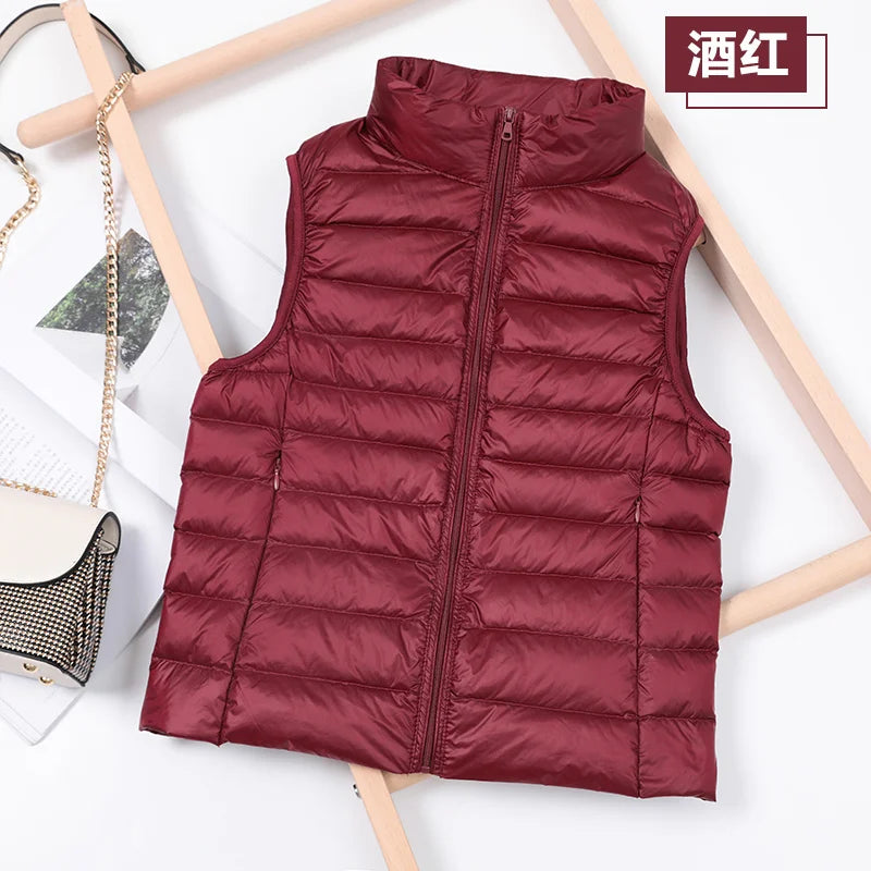 2026 White Duck Down Jacket Women Vest Autumn Winter Sleeveless Waistcoat Warm Lightweight Puffer Jacket Female Tops Outwear 8XL - Matrix Studios