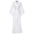 Robe Women Floral Bathrobe Kimono Robe Silk Long Wedding Bride Bridesmaid - Matrix-studios.com