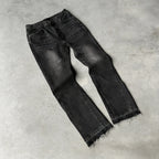 Hip Hop Straight Leg Pants Gothic Fringed Casual Micro Flared Pants Y2K Vintage Slim Fit Jeans Trendy Washed Men Women Harajuku - Matrix Studios