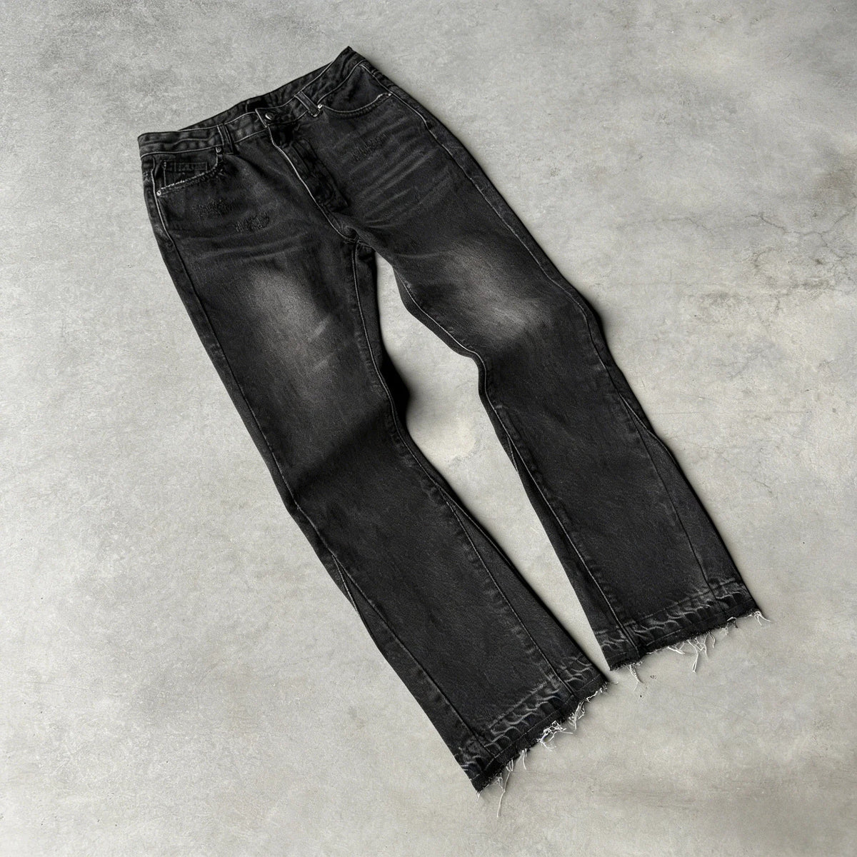 Hip Hop Straight Leg Pants Gothic Fringed Casual Micro Flared Pants Y2K Vintage Slim Fit Jeans Trendy Washed Men Women Harajuku - Matrix Studios