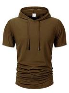 Summer Men's Hooded Sweatwear Casual Short Sleeve Loose T-shirt Solid Color Lightweight Hoodie Fitness Breathable Tops - Matrix Studios