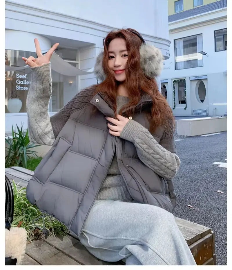 ZAROY Women's Cotton Vest Jacket Autumn Winter Loose Casual Stand Collar Pocket Puffer Waistcoat Coat Trendy Outerwear куртка - Matrix Studios