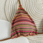 Sexy Knitted Striped Halter Tie Bikinis Sets Three Pieces with Shorts Swimsuits Beachwear Bathing Suit Swimwear Biquini Tankini - Matrix-studios.com