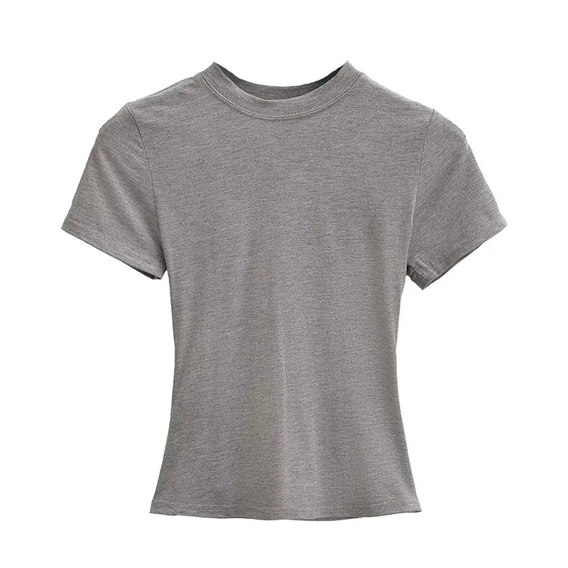 2025 New High Quality Casual T shirt Sexy Slim Short Sleeves Fashion Trend Solid Women Clothing y2k Tops - Matrix-studios.com